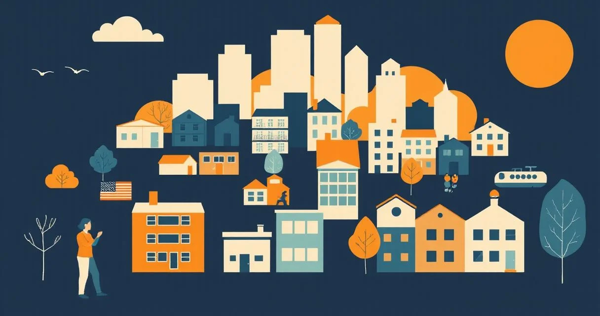 Illustration for Describing Neighborhoods: A Guide to Adjectives