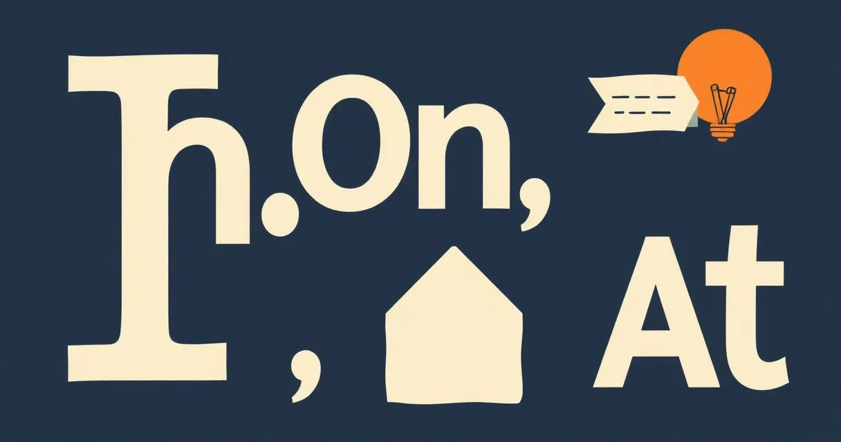 Illustration for In, On, At: Prepositions of Time and Place